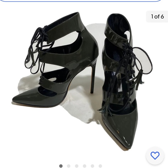 Manolo blahnik up olive green lace up pump size 38 - Picture 2 of 6
